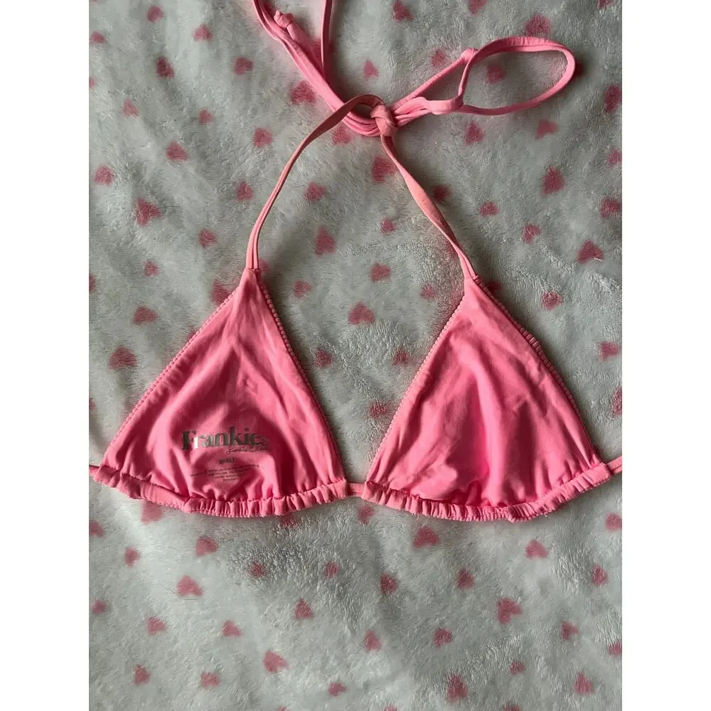 Frankie’s Bikinis Sky Ultimate Little String Bikini In Baby Pink Womens Small